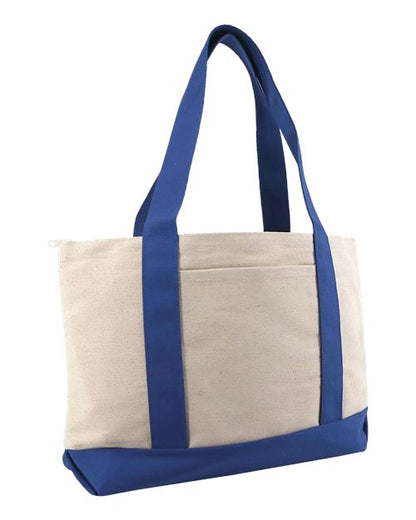Large Zippered Cotton Canvas Tote