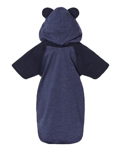 Rabbit Skins Fine Jersey Infant Short Sleeve Raglan Bodysuit with Hood & Ears - 4417