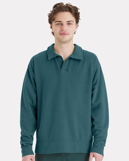 ComfortWash by Hanes Garment-Dyed Polo Collar Sweatshirt - GDH490