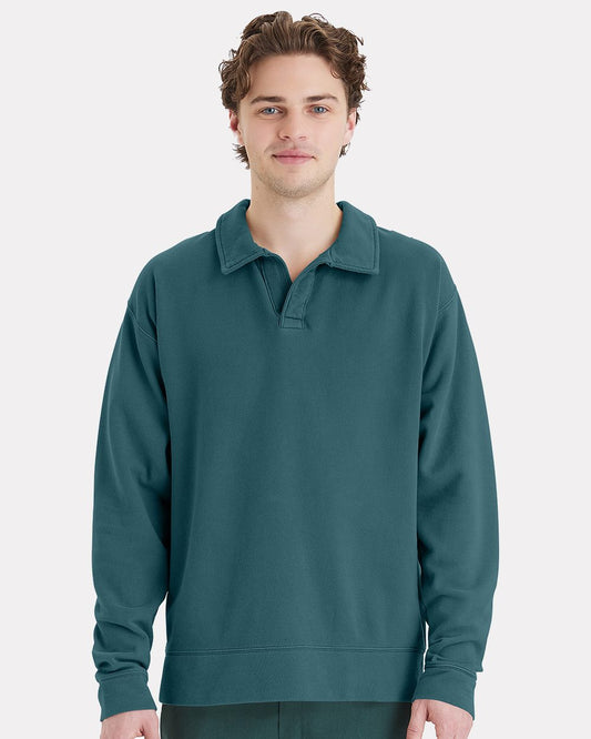 ComfortWash by Hanes Garment-Dyed Polo Collar Sweatshirt - GDH490