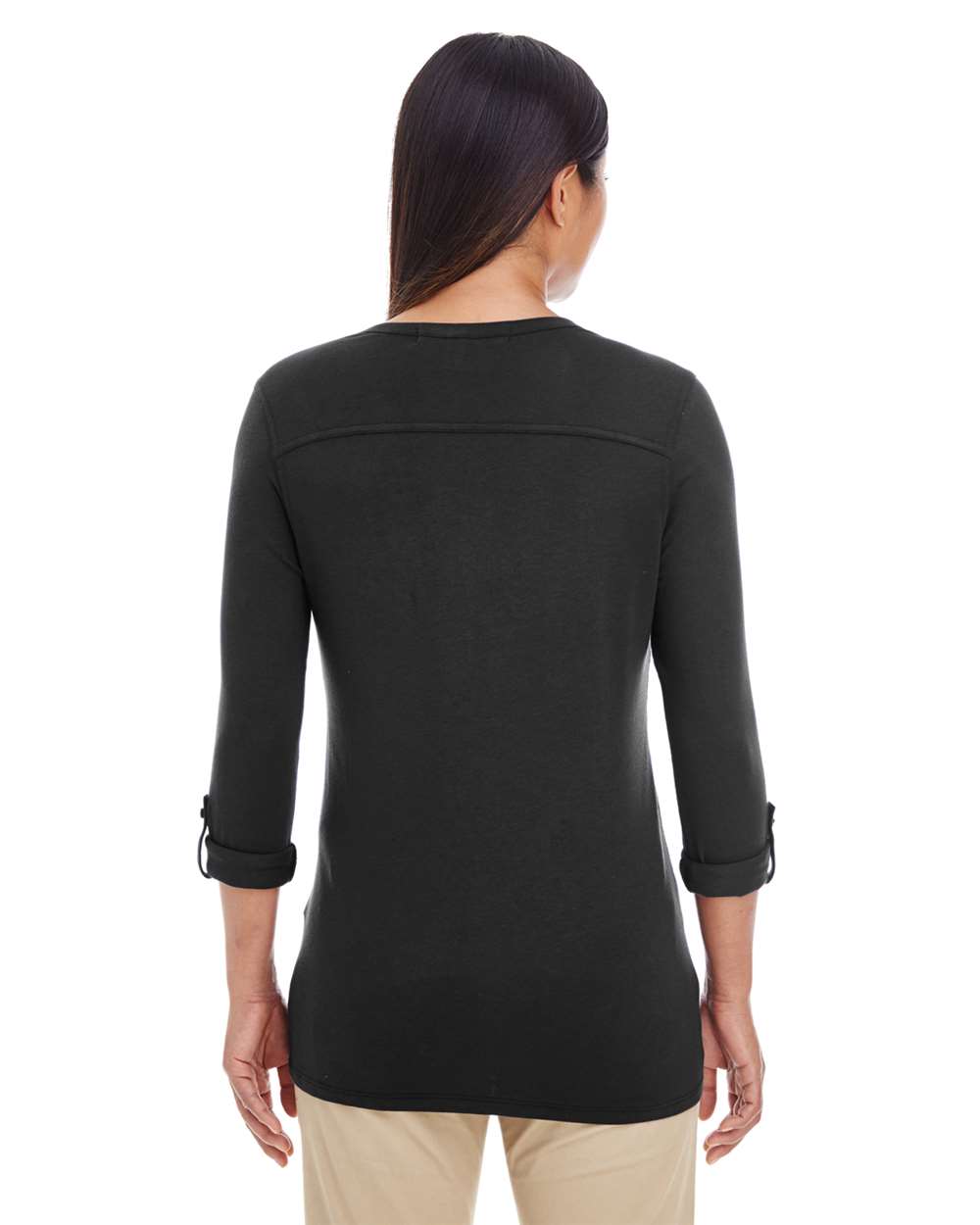Devon & Jones Women's Perfect Fit™ Y-Placket Convertible Sleeve Knit Top - DP186W