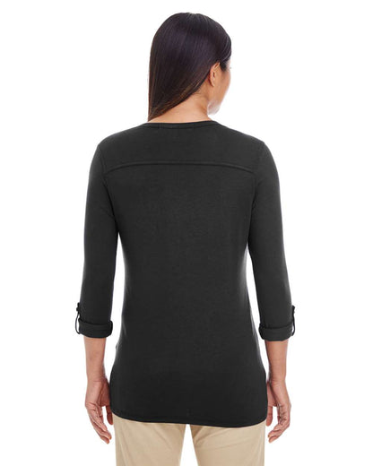 Devon & Jones Women's Perfect Fit™ Y-Placket Convertible Sleeve Knit Top - DP186W