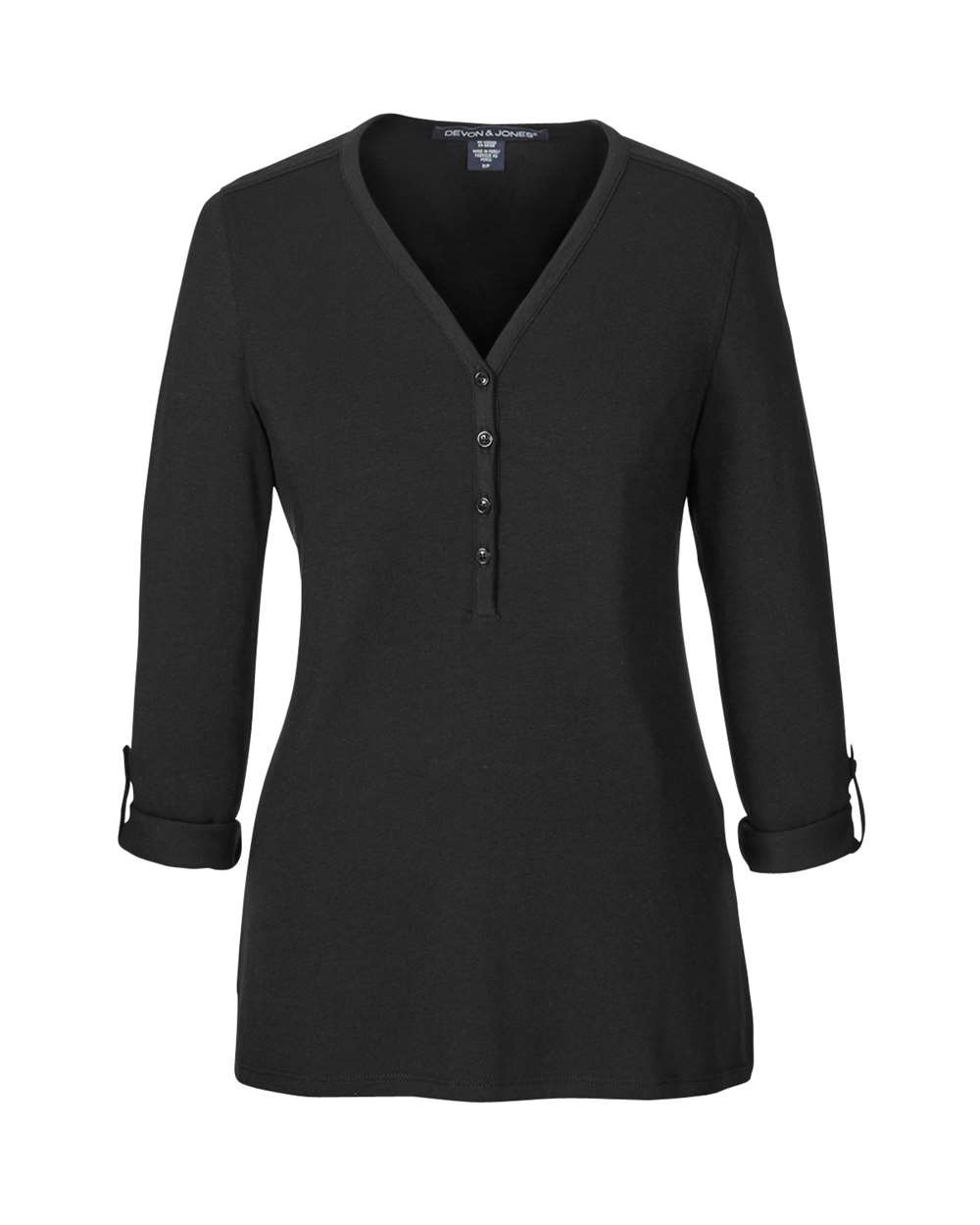 Devon & Jones Women's Perfect Fit™ Y-Placket Convertible Sleeve Knit Top - DP186W
