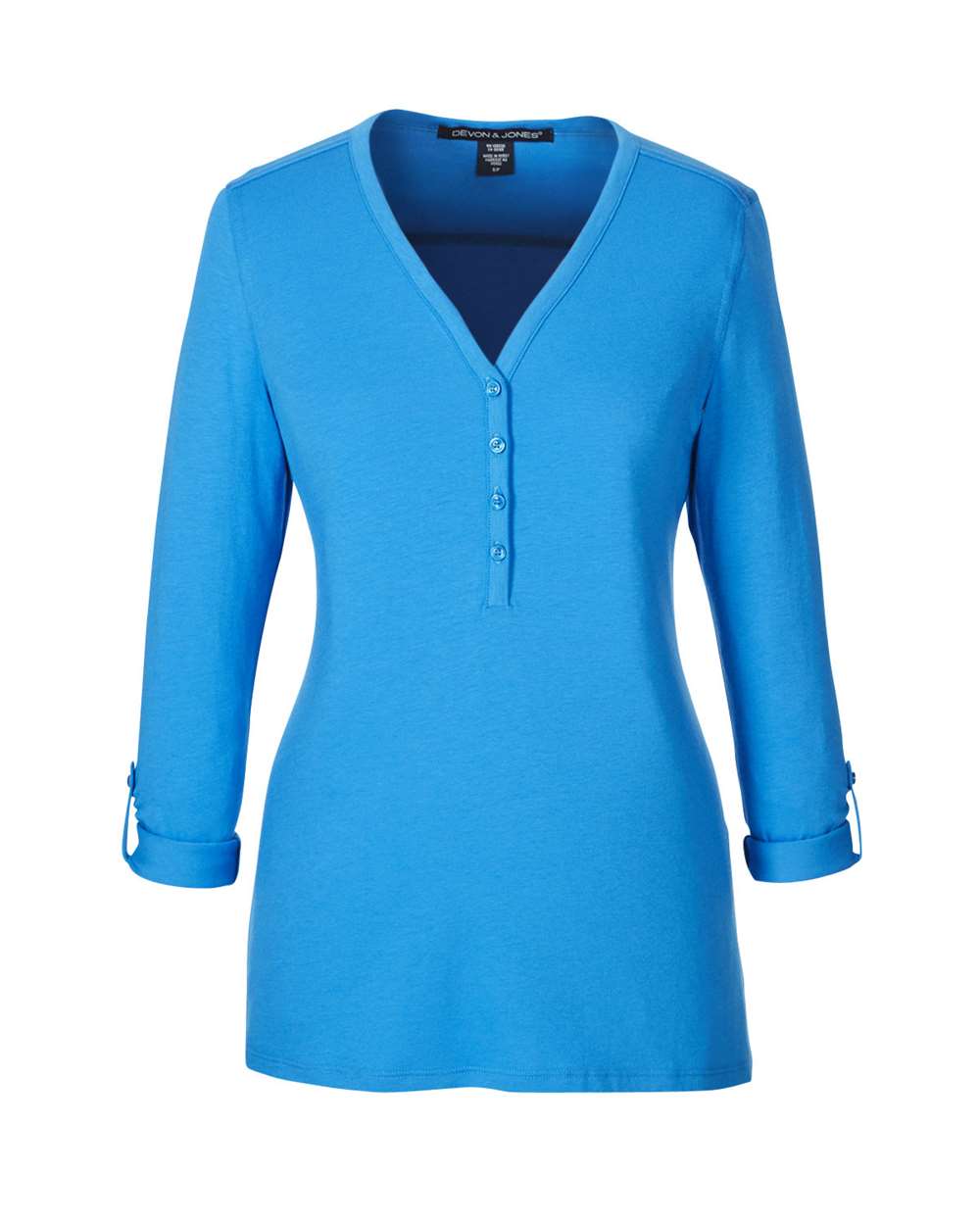 Devon & Jones Women's Perfect Fit™ Y-Placket Convertible Sleeve Knit Top - DP186W