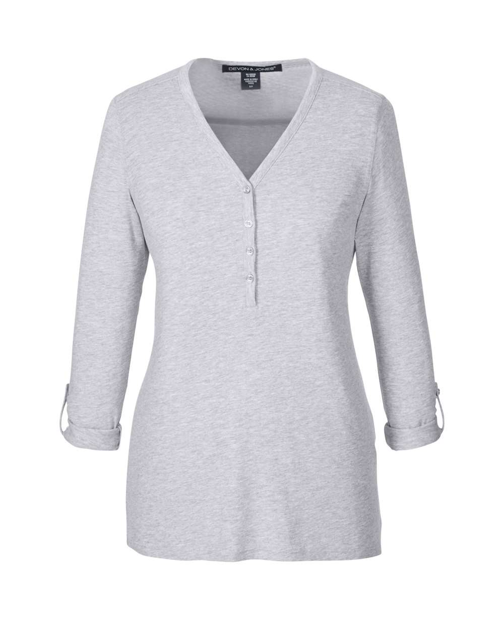 Devon & Jones Women's Perfect Fit™ Y-Placket Convertible Sleeve Knit Top - DP186W