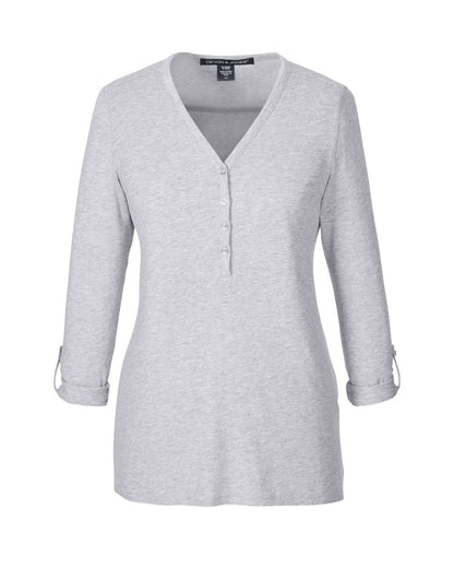 Devon & Jones Women's Perfect Fit™ Y-Placket Convertible Sleeve Knit Top - DP186W