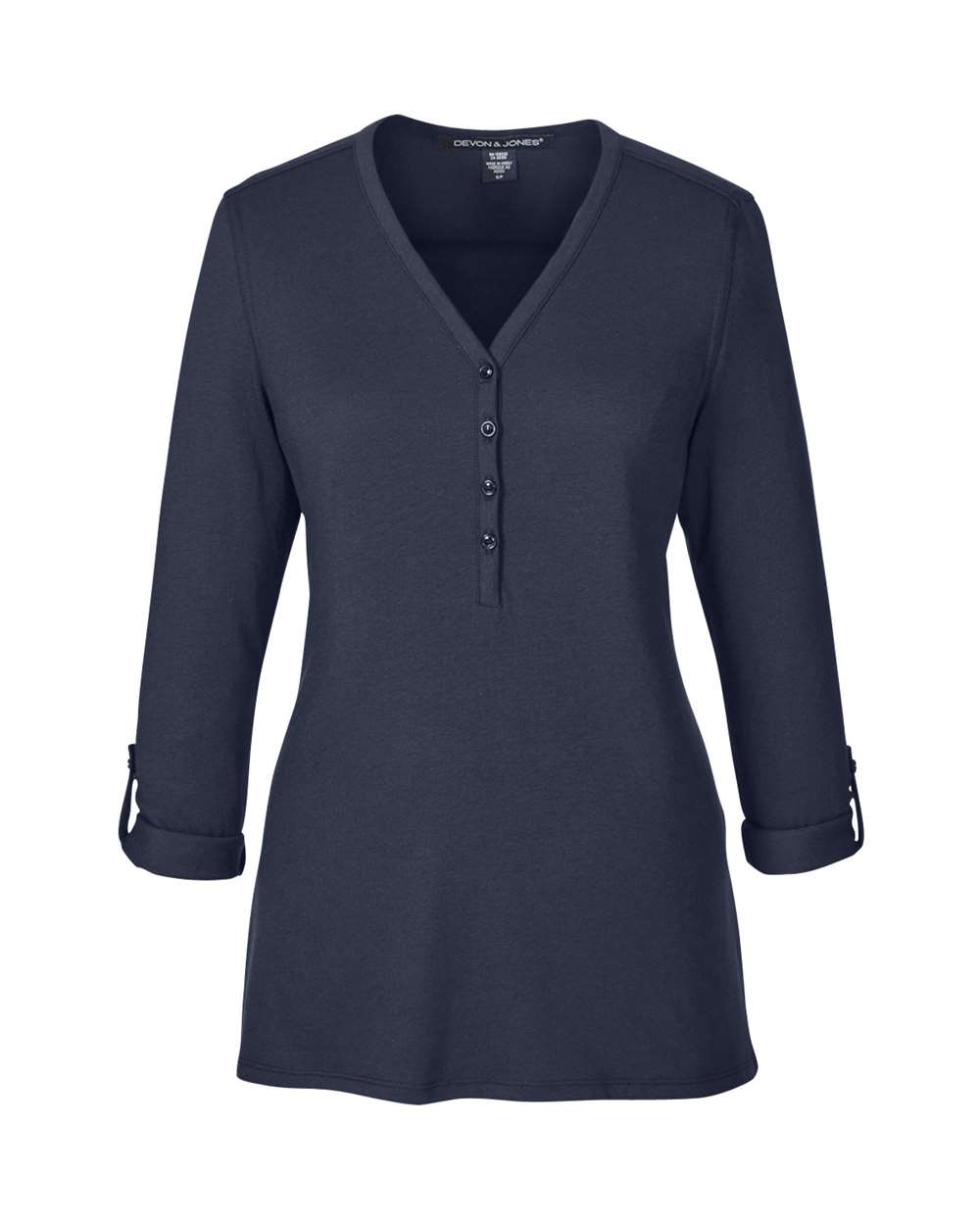 Devon & Jones Women's Perfect Fit™ Y-Placket Convertible Sleeve Knit Top - DP186W