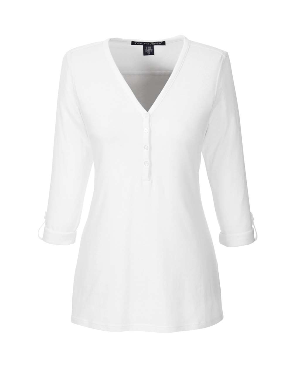 Devon & Jones Women's Perfect Fit™ Y-Placket Convertible Sleeve Knit Top - DP186W