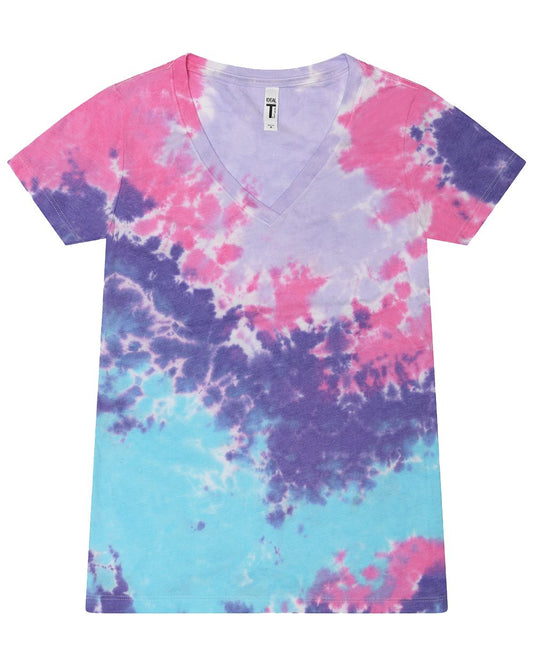 Colortone Women's Tie-Dyed V-Neck T-Shirt - 1075