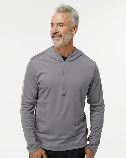 Adidas Lightweight Performance Quarter-Zip Hooded Pullover - A596
