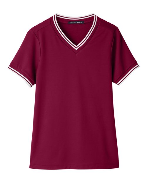 Women's CrownLux Performance® Plaited Tipped V-Neck Shirt