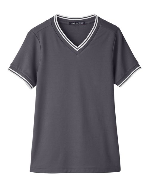Women's CrownLux Performance® Plaited Tipped V-Neck Shirt
