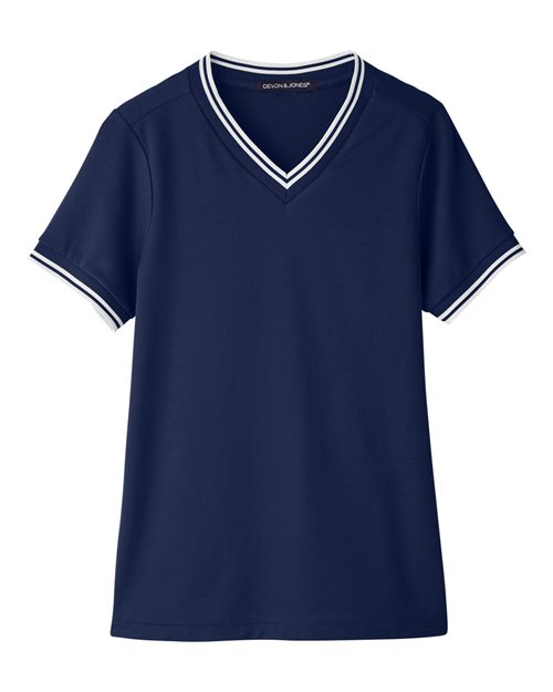 Women's CrownLux Performance® Plaited Tipped V-Neck Shirt