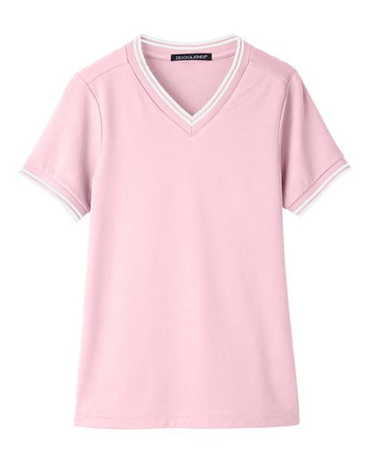 Women's CrownLux Performance® Plaited Tipped V-Neck Shirt