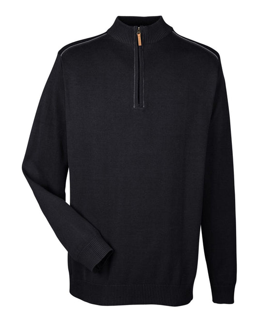 Devon & Jones Men's Manchester Fully-Fashioned Quarter-Zip Pullover Sweater - DG478