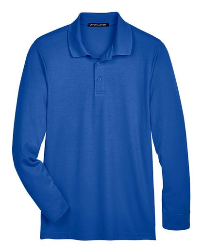 Men's Tall CrownLux Performance® Plaited Long Sleeve Polo