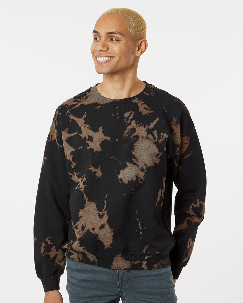 Dyenomite Essential Fleece Bleach Wash Crewneck Sweatshirt - 681BW