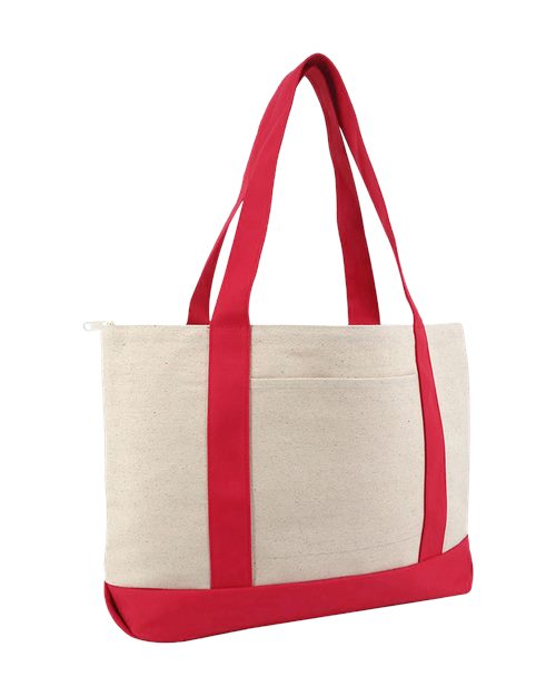 Large Zippered Cotton Canvas Tote