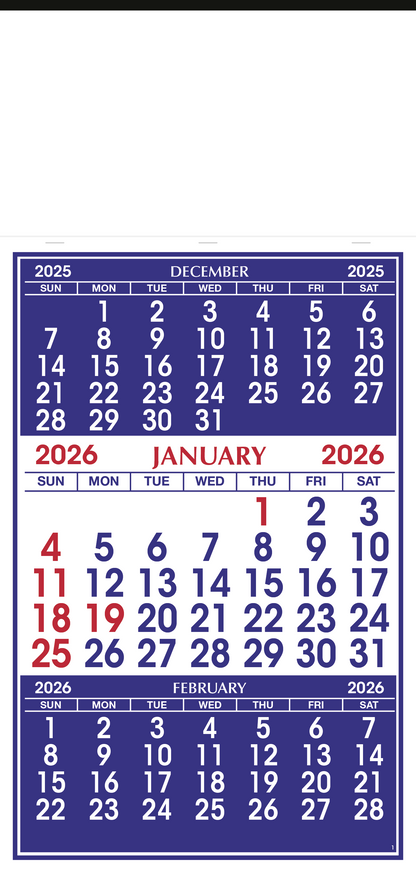 Skinner  Kennedy 3Month Display Apron Calendar-125-E