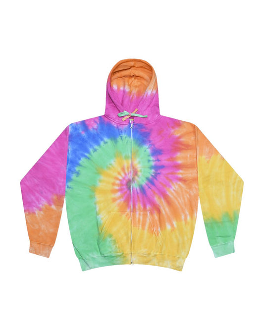 Colortone Tie-Dyed Full-Zip Hooded Sweatshirt - 8888