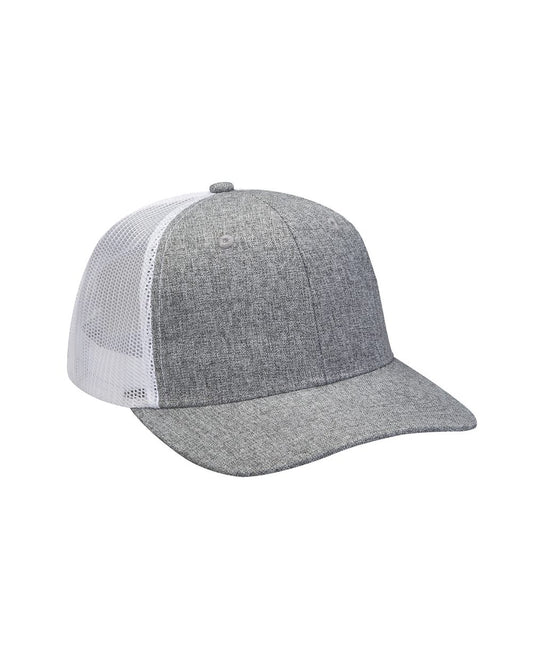 Adams Headwear Heather Woven/Soft Mesh Trucker Style Cap - PV102