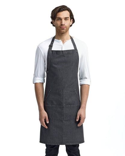 Artisan Collection by Reprime Jeans Stitch Denim Bib Apron with Pockets - RP126