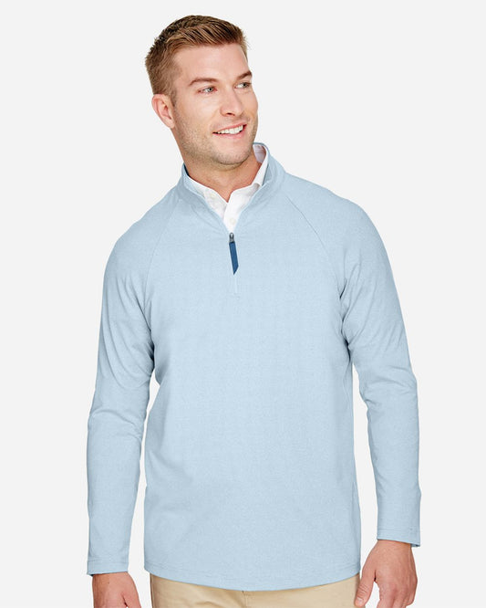 Devon & Jones Men's CrownLux Performance® Clubhouse Micro-Stripe Quarter-Zip Pullover - DG480