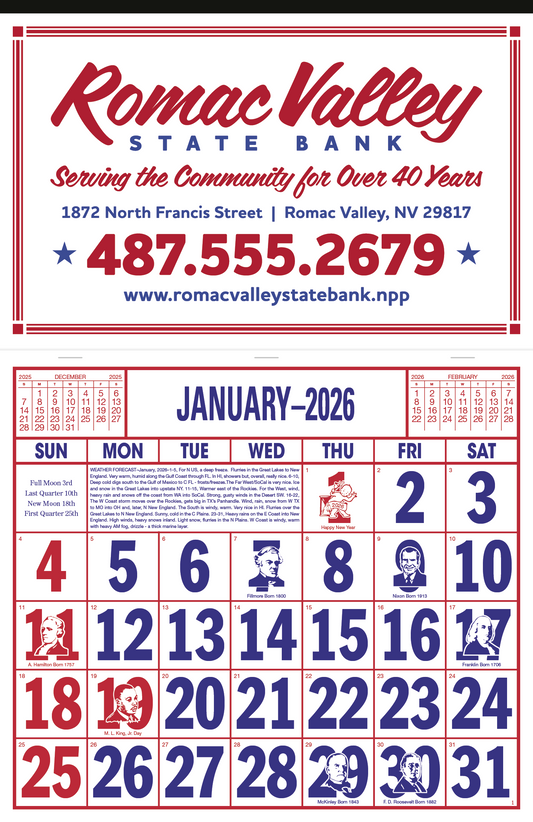 Skinner  Kennedy Apron Style Calendar-1319-E