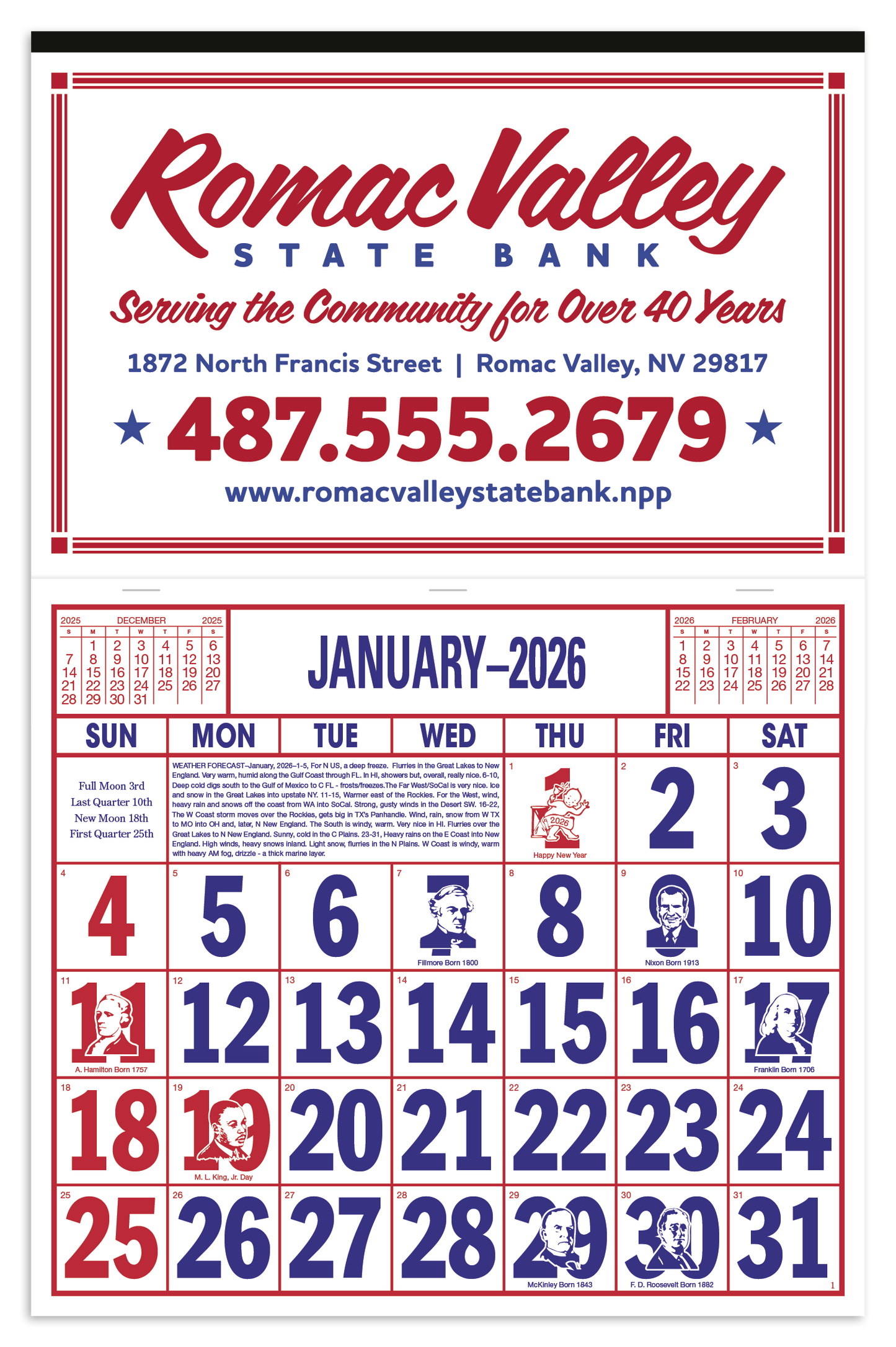 Skinner  Kennedy Apron Style Calendar-1319-E