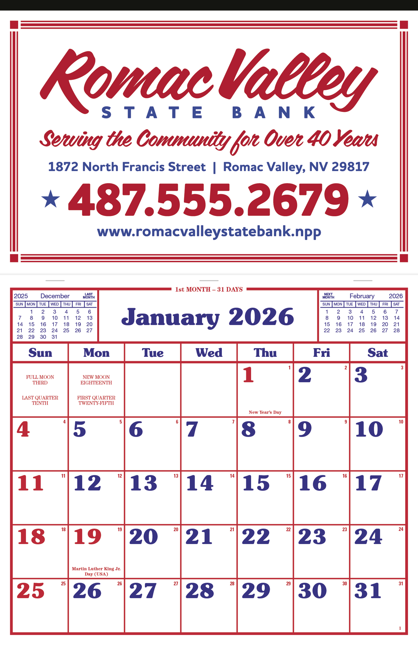 Skinner  Kennedy Apron Style Calendar-1319-E