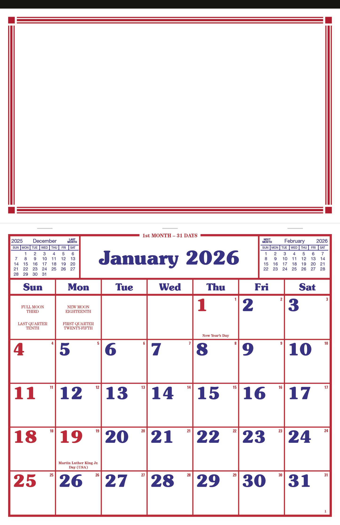 Skinner  Kennedy Apron Style Calendar-1319-E