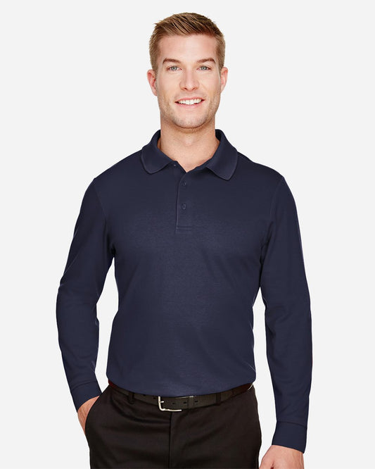 Devon & Jones Men's CrownLux Performance® Plaited Long Sleeve Polo - DG20L
