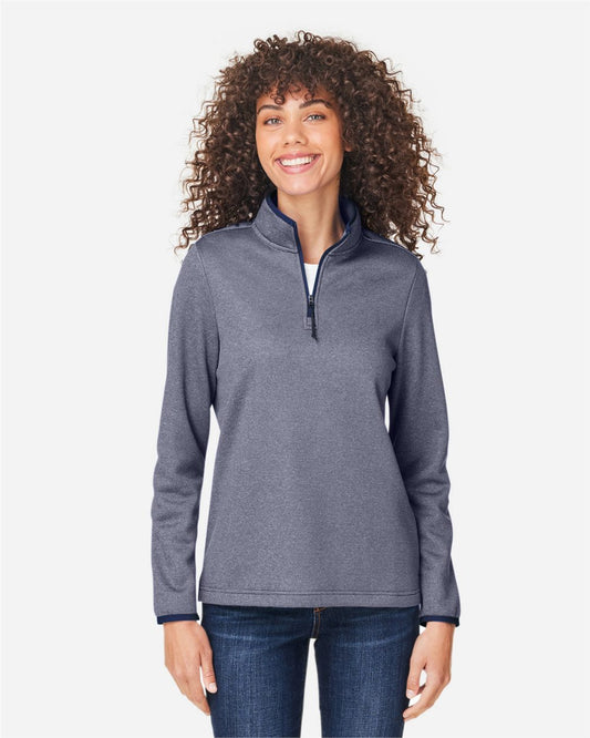 CORE365 Women's Venture Heathered Stripe Quarter-Zip Pullover - CE73W