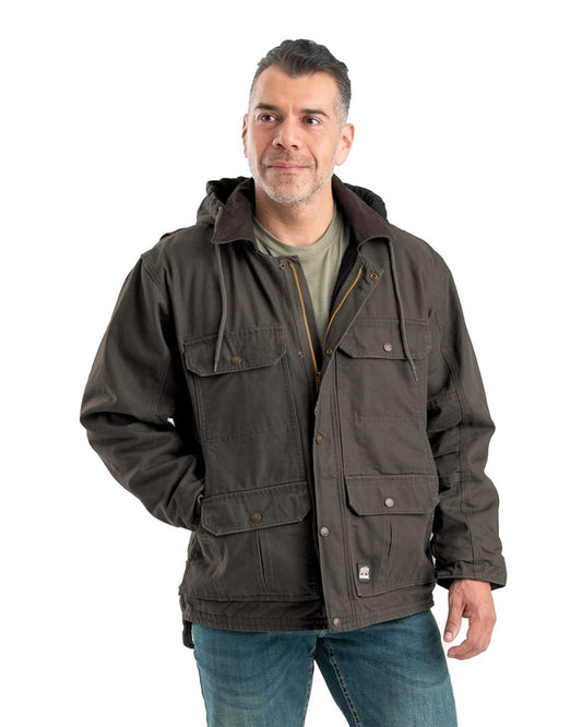Berne Apparel Heartland Washed Duck Zip-Off Hooded Coat - JC613