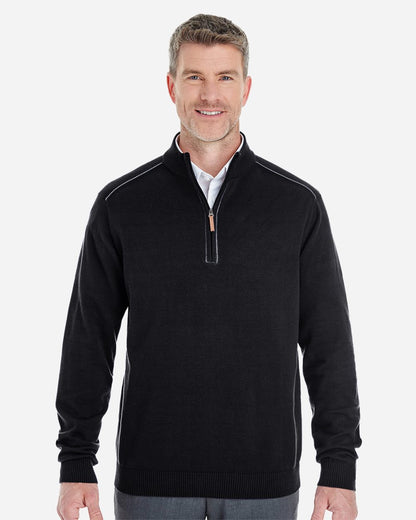 Devon & Jones Men's Manchester Fully-Fashioned Quarter-Zip Pullover Sweater - DG478