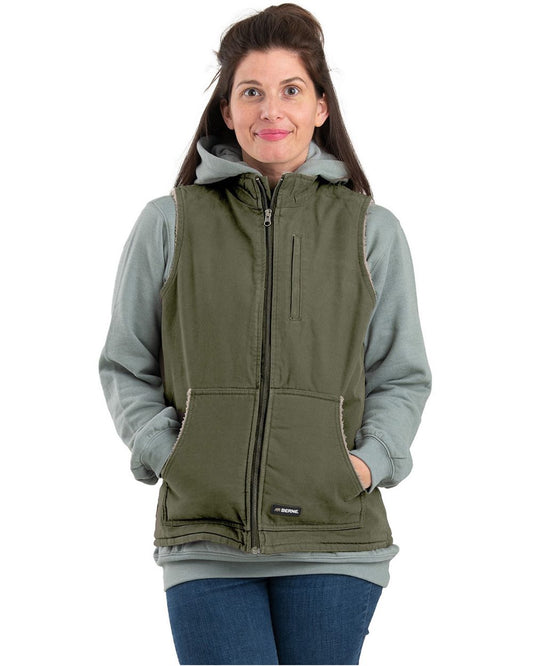 Berne Apparel Women's Sherpa-Lined Softstone Duck Vest - WV15