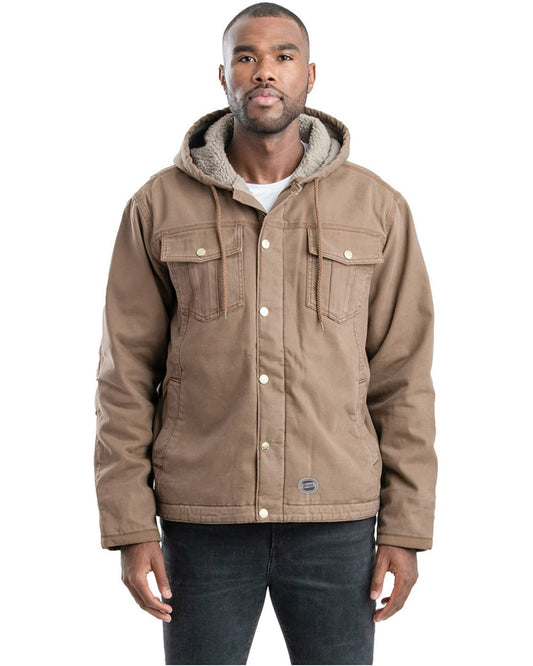 Berne Apparel Vintage Washed Sherpa-Lined Hooded Jacket - HJ57