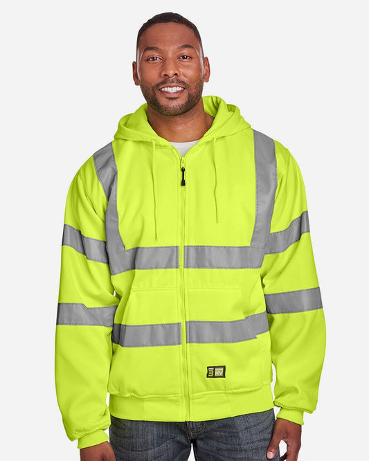 Berne Apparel Tall Hi-Vis Class 3 Lined Full-Zip Hooded Sweatshirt - HVF021T