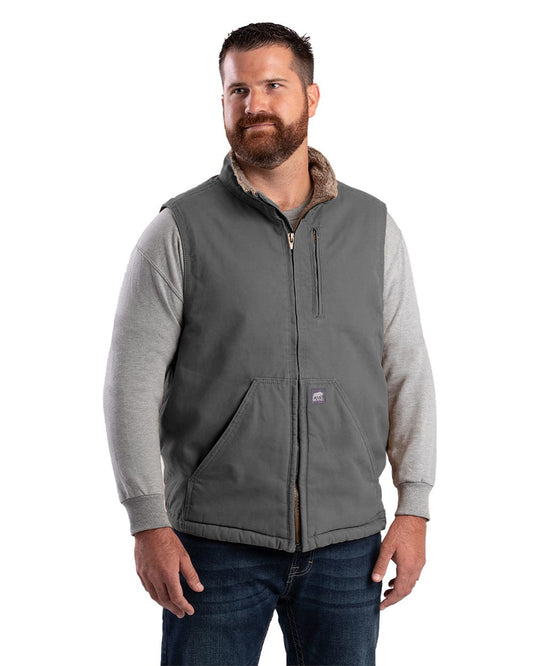 Berne Apparel Heartland Sherpa-Lined Washed Duck Vest - V818