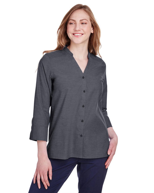 Devon & Jones Women's Crown Collection® Stretch Pinpoint Chambra Three-Quarter Sleeve Shirt - DG562W