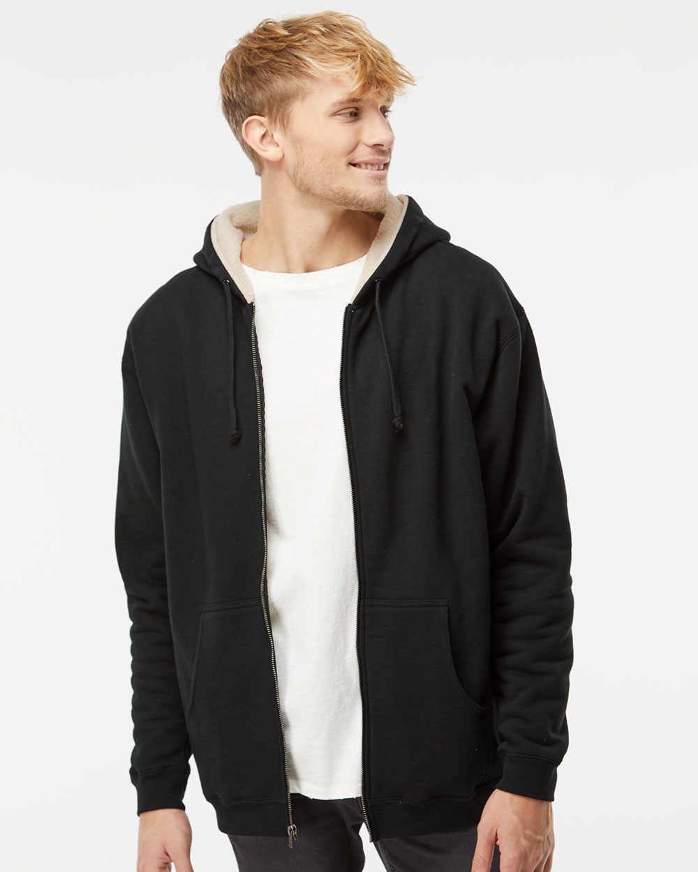 Independent Trading Co. Sherpa-Lined Full-Zip Hooded Sweatshirt - EXP40SHZ