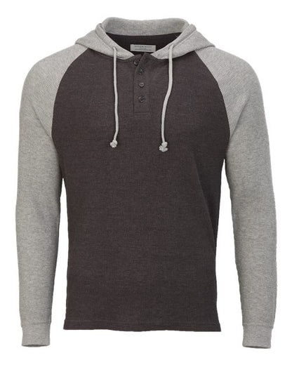 Unisex Waffle Knit Pullover Hooded Long Sleeve T-Shirt