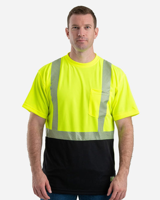 Berne Apparel Hi-Vis Class 2 Color Blocked Pocket T-Shirt - HVK017