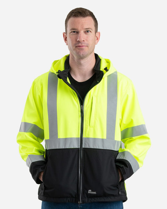 Berne Apparel Hi-Vis Class 3 Hooded Soft Shell Jacket - HVJS206