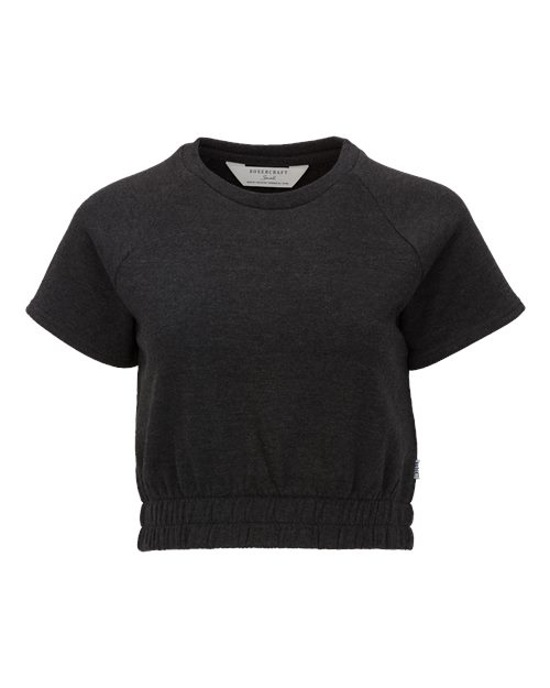 Women's French Terry Short Sleeve Cropped Crewneck Sweatshirt