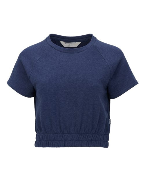 Women's French Terry Short Sleeve Cropped Crewneck Sweatshirt