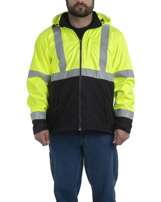 Berne Apparel Tall Hi-Vis Class 3 Hooded Soft Shell Jacket - HVJ206T