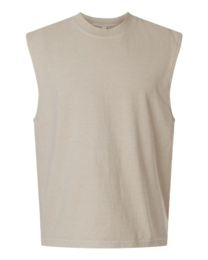 Unisex Heavyweight Cotton Garment-Dyed Mid-Length Muscle Tee