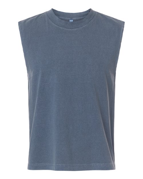Unisex Heavyweight Cotton Garment-Dyed Mid-Length Muscle Tee