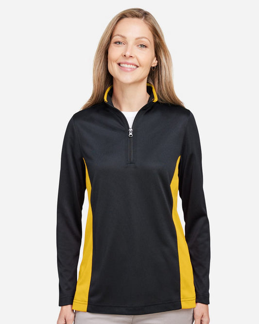 Harriton Women's Flash Snag Protection Plus IL Colorblock Quarter-Zip Pullover - M786W